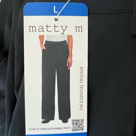 Matty M Ladies' Wide Leg Essential Trouser office black lightweight pants soft - Picture 3 of 3